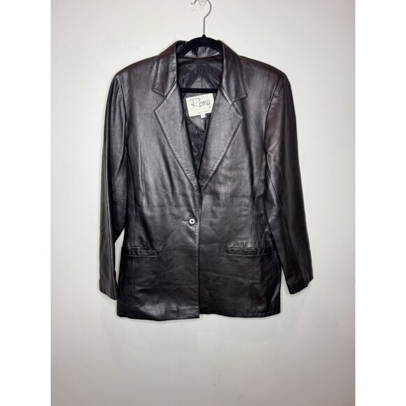 Remy Leather Jacket Women Black Lined Soft Blazer Vtg Y2K Made In USA Small - Picture 2 of 13